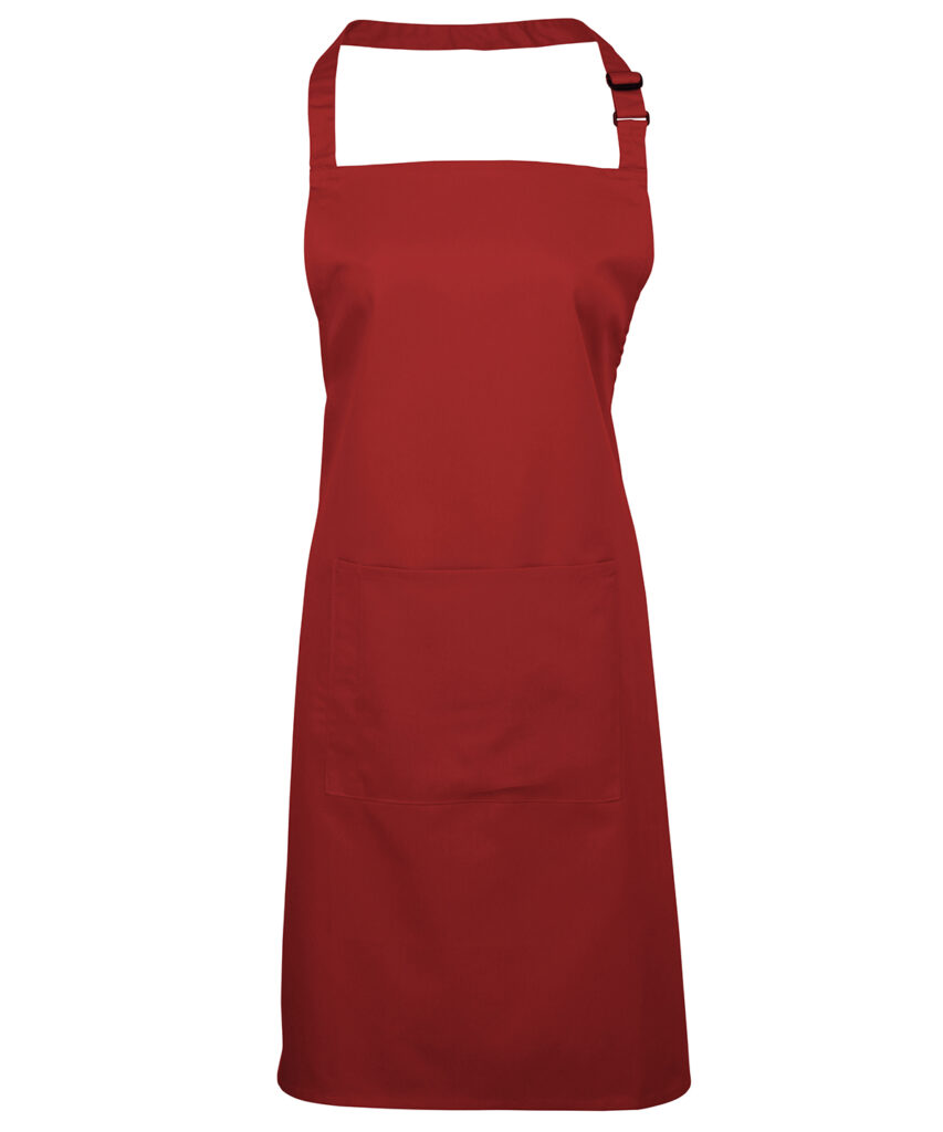 PR154 Bib apron, ideal for waiting on staff, a useful centre pocket with built in pen pocket, available in 50 colours