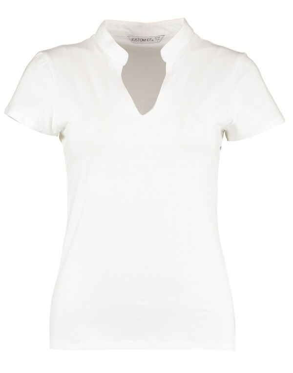 KK770  Regular Fit Short Sleeve Mandarin Colar Top