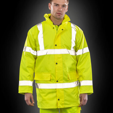 Promo Yellow Padded Parka safety high-viz coat. A sturdy insulated 3/4 length safety jacket - Image 4