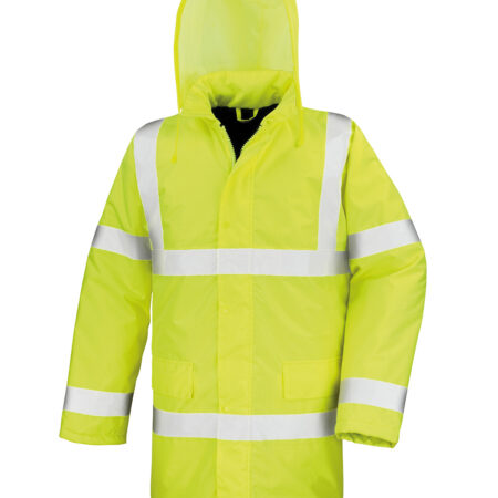 Promo Yellow Padded Parka safety high-viz coat. A sturdy insulated 3/4 length safety jacket - Image 2