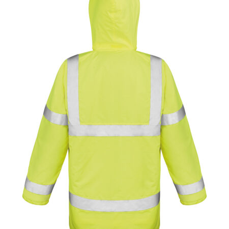 Promo Yellow Padded Parka safety high-viz coat. A sturdy insulated 3/4 length safety jacket - Image 3