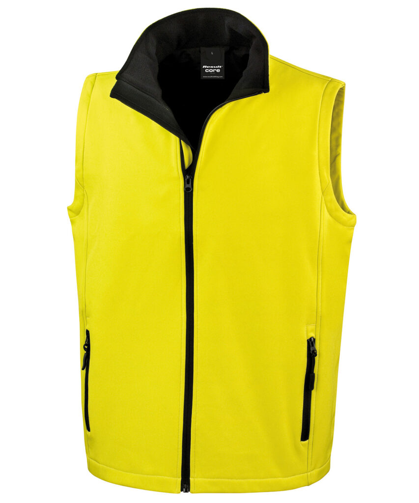 R232M MENS PRINTABLE SOFTSHELL BODYWARMER with RECYCLED fleece inner