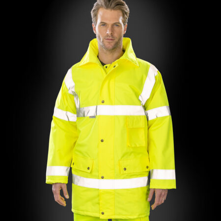 R018X Result SAFETY JACKET Classic, sturdy and weather insulated. ¾ length safety coat for certified protection.