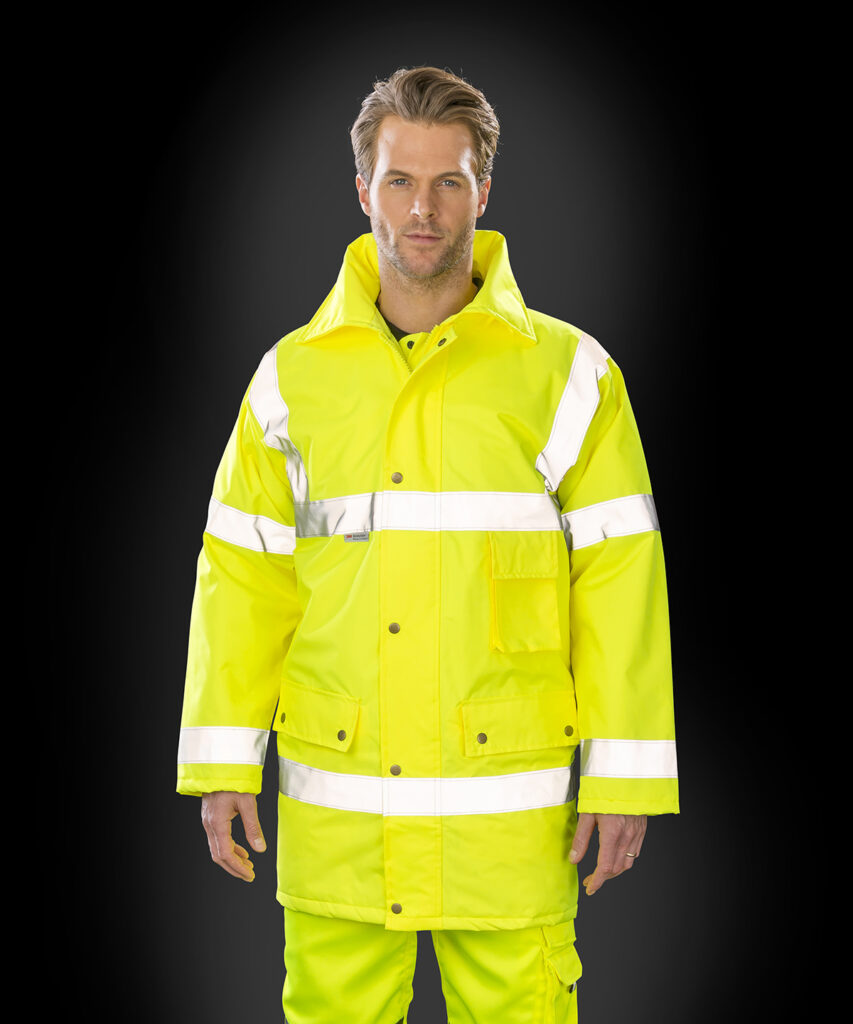 R018X Result SAFETY JACKET Classic, sturdy and weather insulated. ¾ length safety coat for certified protection.