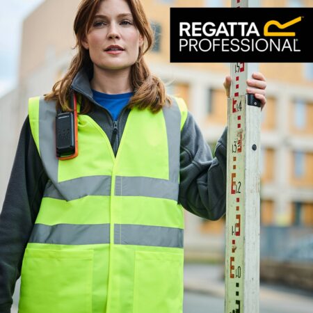 Yellow Regatta Pro hi-vis supervisor longer length vest, two lower pockets and a radio loop - TRS254