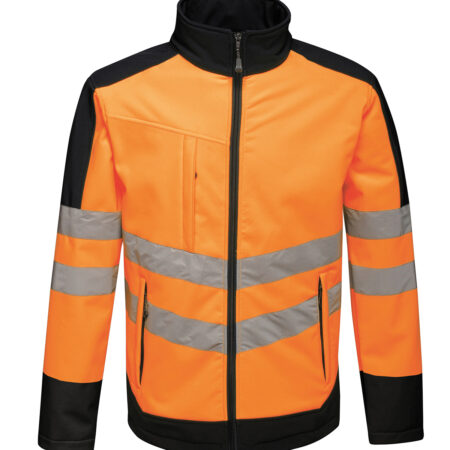 TRA625 Regatta pro softshell move with ease- 3 layer membrane keeps rain at bay. Orange/Navy - Image 2