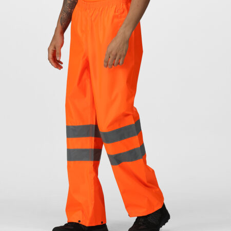 TRW498 Regatta  Hi-vis pro  waterproof and breathable  pack-away trousers Orange - Image 2