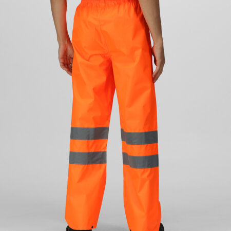 TRW498 Regatta  Hi-vis pro  waterproof and breathable  pack-away trousers Orange - Image 3
