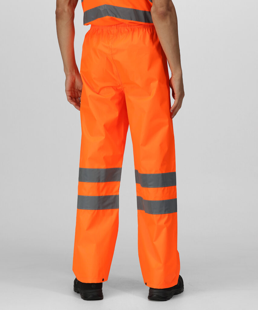 TRW498 Regatta Hi-vis pro waterproof and breathable pack-away trousers Orange