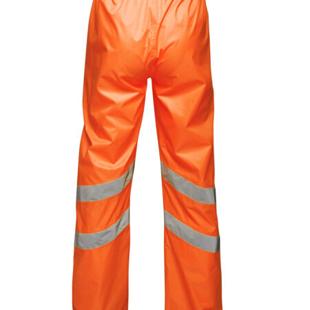 TRW498 Regatta  Hi-vis pro  waterproof and breathable  pack-away trousers Orange - Image 4