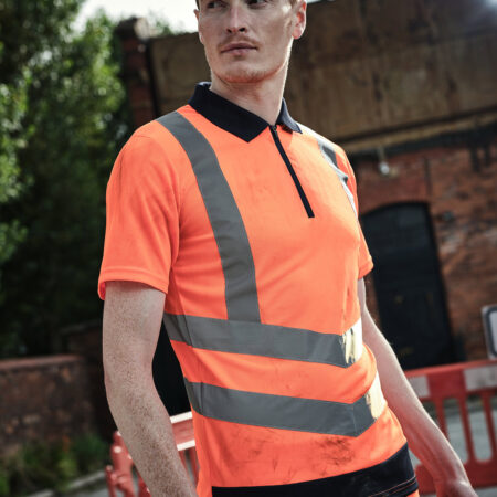 TRS189 Regatta Hi-vis pro polo 100% Polyester quick-dry fabric, enhanced visibility Orange