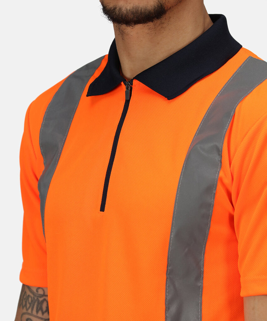 TRS189 Regatta Hi-vis pro polo 100% Polyester quick-dry fabric, enhanced visibility Orange