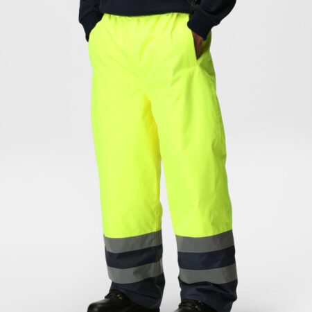 TRJ Regatta Pro Hi Vis Insulated Overtrousers Yellow Navy - Image 2