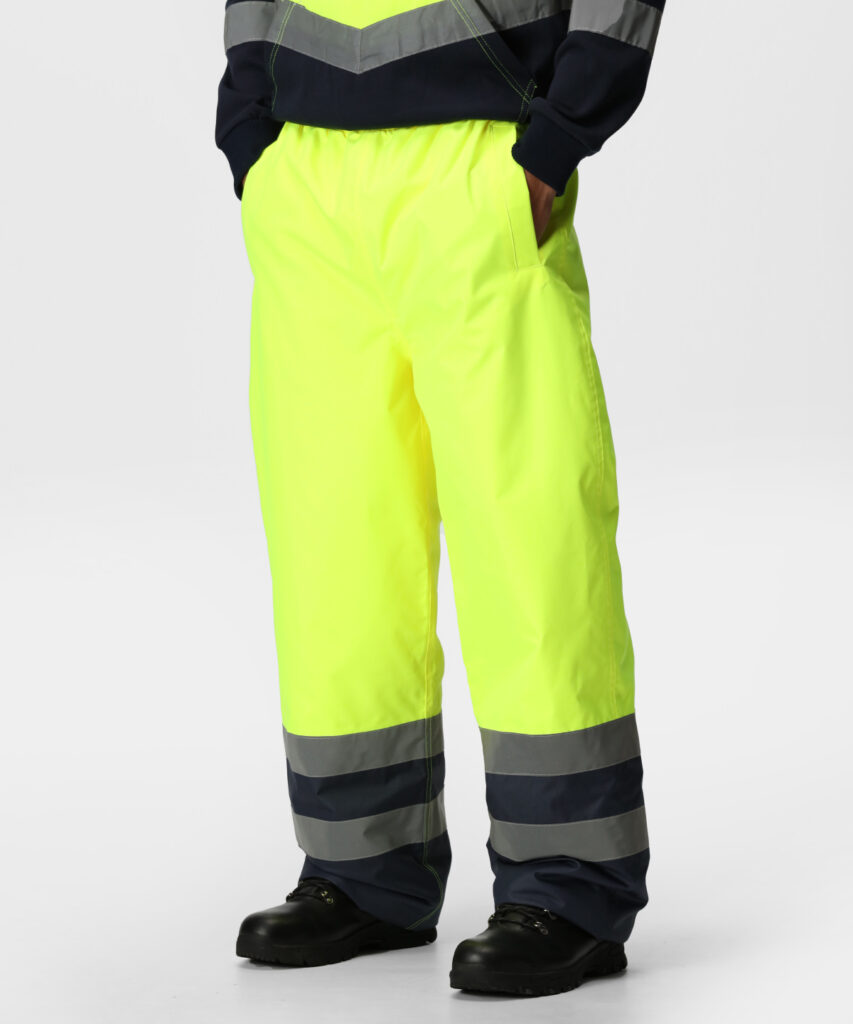 TRJ Regatta Pro Hi Vis Insulated Overtrousers Yellow Navy
