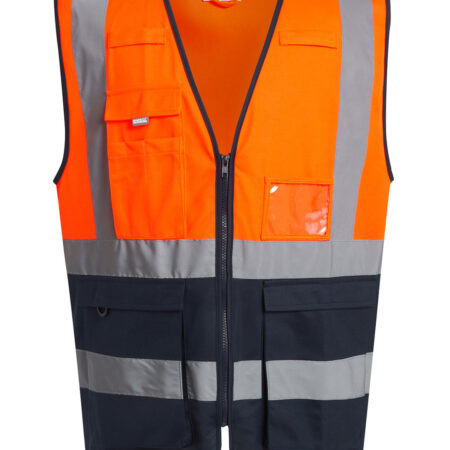 TRS251Regatta Pro hi-vis executive vest provides lasting comfort. Orange/Navy - Image 2
