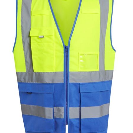 TRS251Regatta Pro hi-vis executive vest provides lasting comfort. Yellow/Royal Blue - Image 2