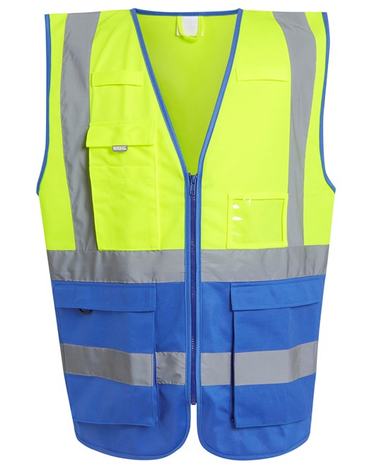 TRS251Regatta Pro hi-vis executive vest provides lasting comfort. Yellow/Royal Blue - Image 2