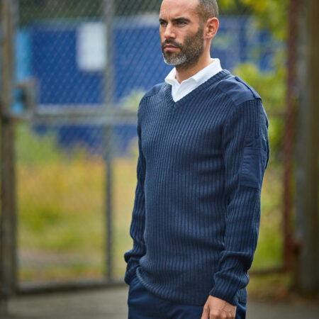 RX220 Pro security sweater Fabric100% Acrylic. Body: 65% Polyester, 35% Cotton patches. Weight470gsm, 5 Gauge