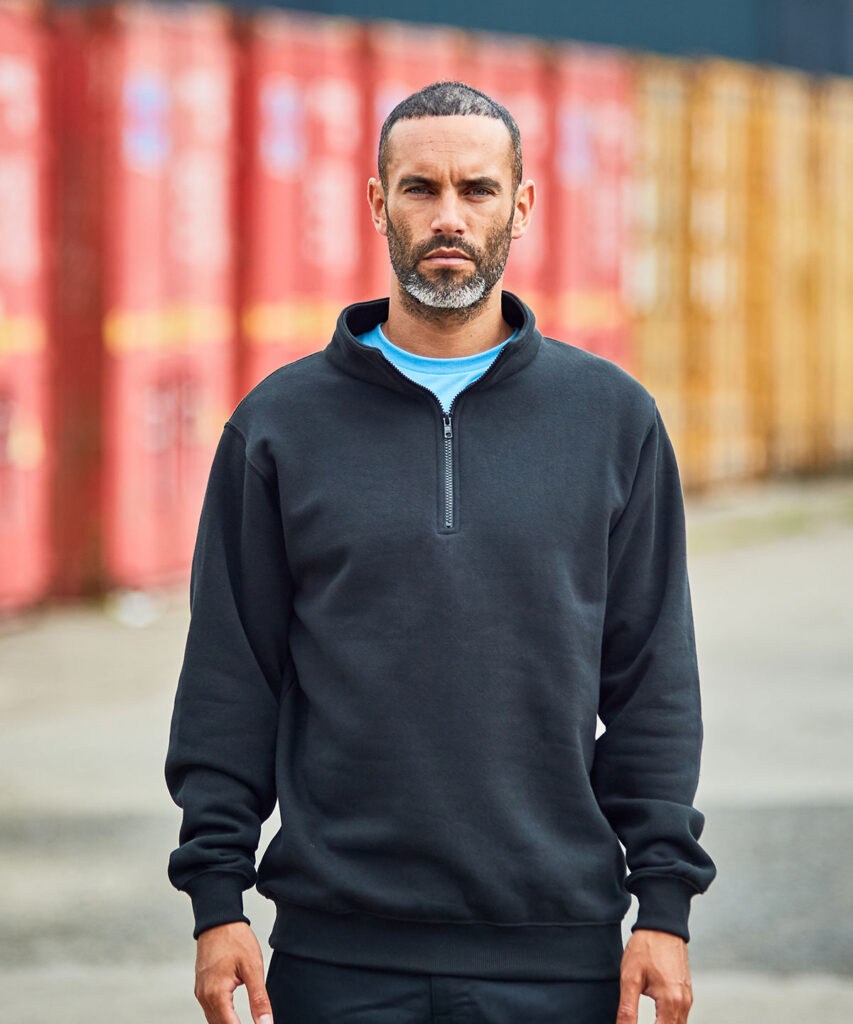 RX305 Pro ¼-neck zip sweatshirt twin-needle stitching, this sturdy garment will see you through any work environment.