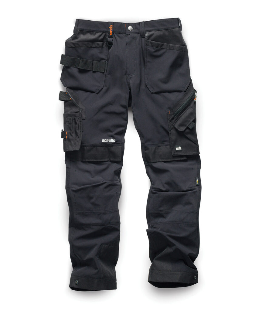 SH071BLAC  Scruffs Pro Flex Plus Holster Trousers - flexible slim fit trousers with four-way stretch fabric
