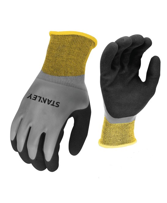 SY18 Stanley waterproof gripper gloves- Sandy foam Latex palm coating. EN420: 2003 EN388:2016 2131X Large size only £3.89/pair sold in packs of 10