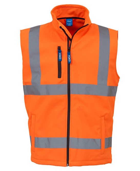 HV006 - Hi-vis. 3-layer waterproof  softshell gilet, Inner-layer: Microfleece