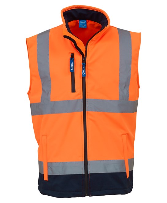 HV006 - Hi-vis. 3-layer waterproof  softshell gilet, Inner-layer: Microfleece