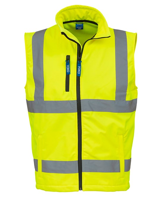 HV006 - Hi-vis. 3-layer waterproof  softshell gilet, Inner-layer: Microfleece