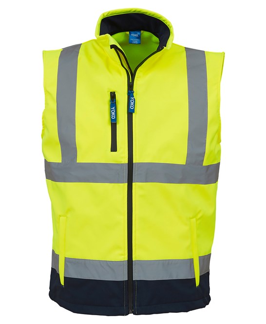 HV006 - Hi-vis. 3-layer waterproof  softshell gilet, Inner-layer: Microfleece