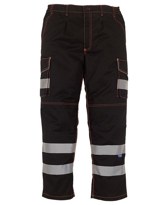 HV018T/3M - Hi-vis polycotton cargo trousers with kneepad pockets