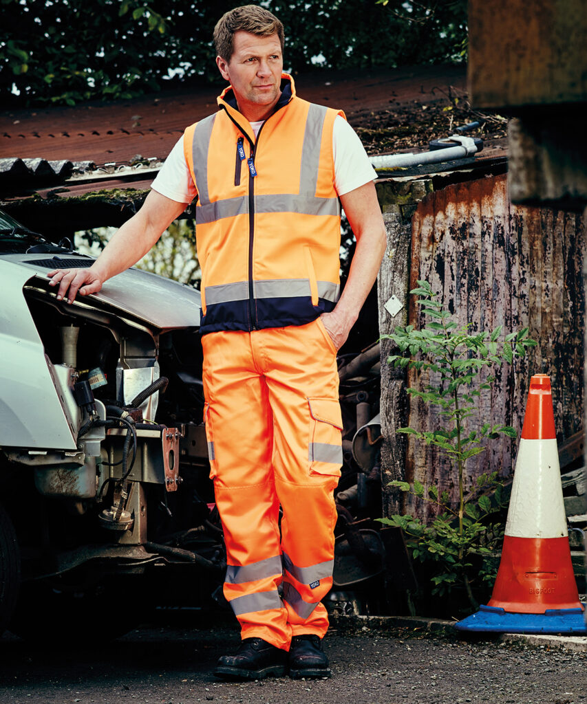 HV018T/3M - Hi-vis polycotton cargo trousers with kneepad pockets
