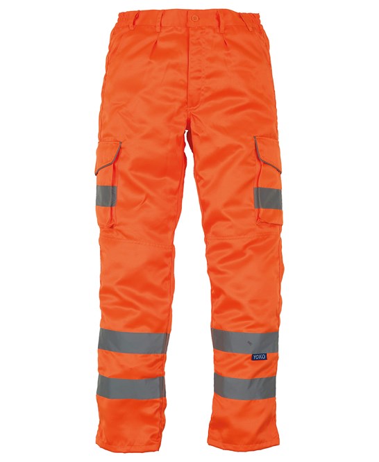 HV018T/3M - Hi-vis polycotton cargo trousers with kneepad pockets