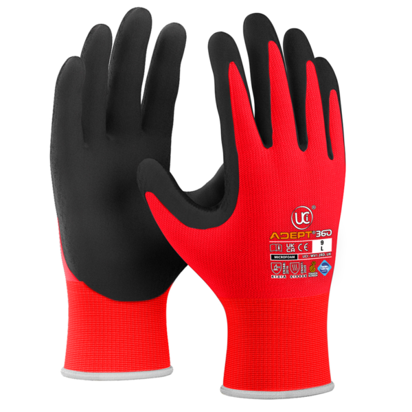 Adept 360 - RED - Next Generation Microfoam Palm £2.40/pair sold in packs of 12