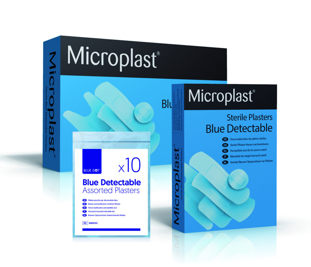 86937 - Blue Dot - BLUE DETECTABLE PLASTERS  - box of 50 fingertip/butterfly plasters