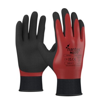HANTEX N377 - DUAL COATED NITRILE - RED £1.85/pair sold in packs of 10