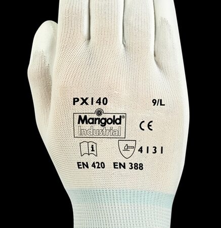 PX140 - Marigold/Ansell Nylon PU Palm Coated Gloves white £2.59/pair sold in packs of 10