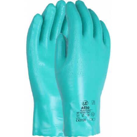 A930 - SUPPORTED CHEMICAL NITRILE GAUNTLET 30CM COTTON LINED WITH GRIP EN374-1 Type C