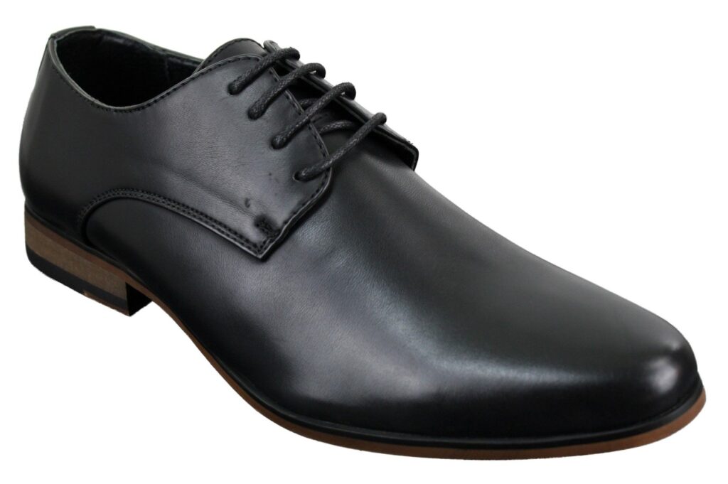 Black Leather Plain Front Shoe