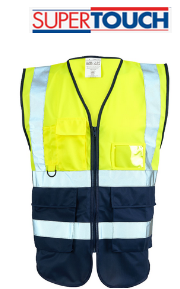 253491 Supertouch  Hi Vis Yellow/Navy 2 Tone Executive Vest