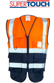 253891 Supertouch  Hi Vis Orange/Navy 2 Tone Executive Vest