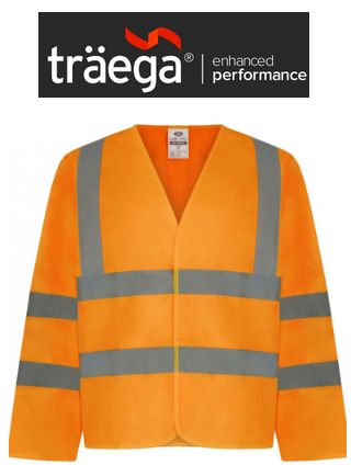 TWC03 - – Traega Enhanced Visibility Long Sleeve Velcro WAISTCOAT with Reflexr Hi Vis Tape EN20471- Orange