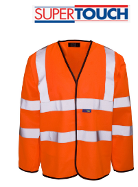 37481 Supertouch Hi Vis  Orange Long Sleeved Velcro Vest
