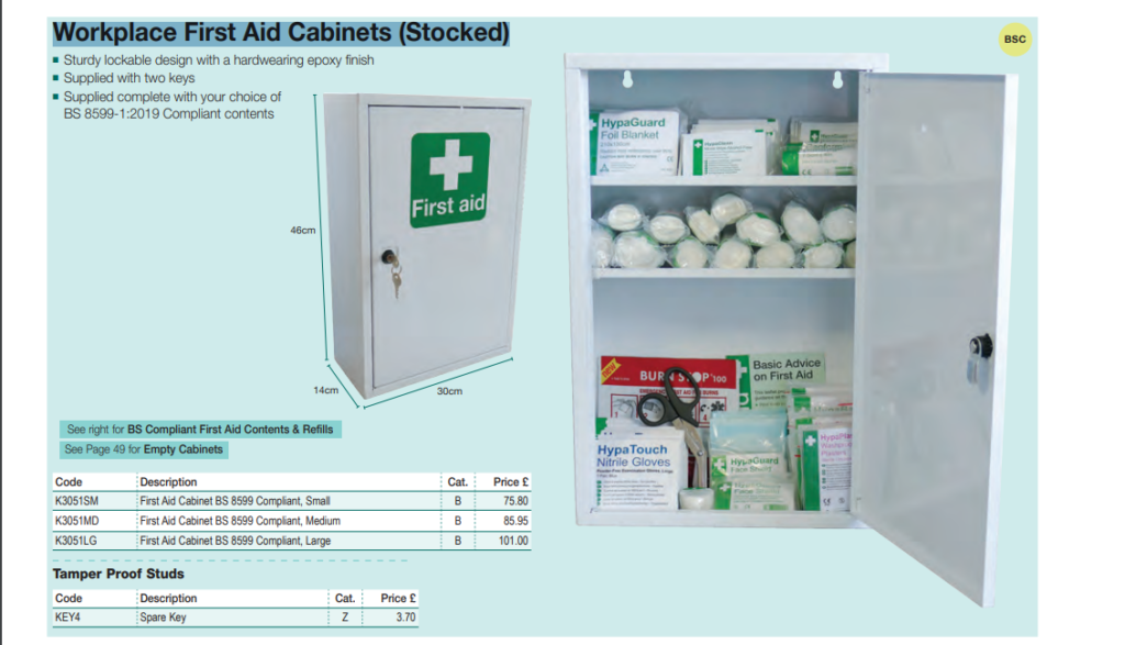 K3051 Workplace First Aid Cabinets (Stocked)