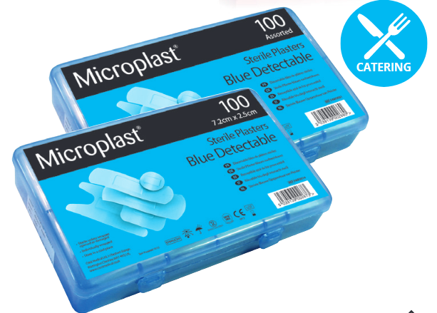 FAW3001 Blue Detectable Plaster 5 Assorted Types In A Protective Plastic Carrying Case (Pack of 100)