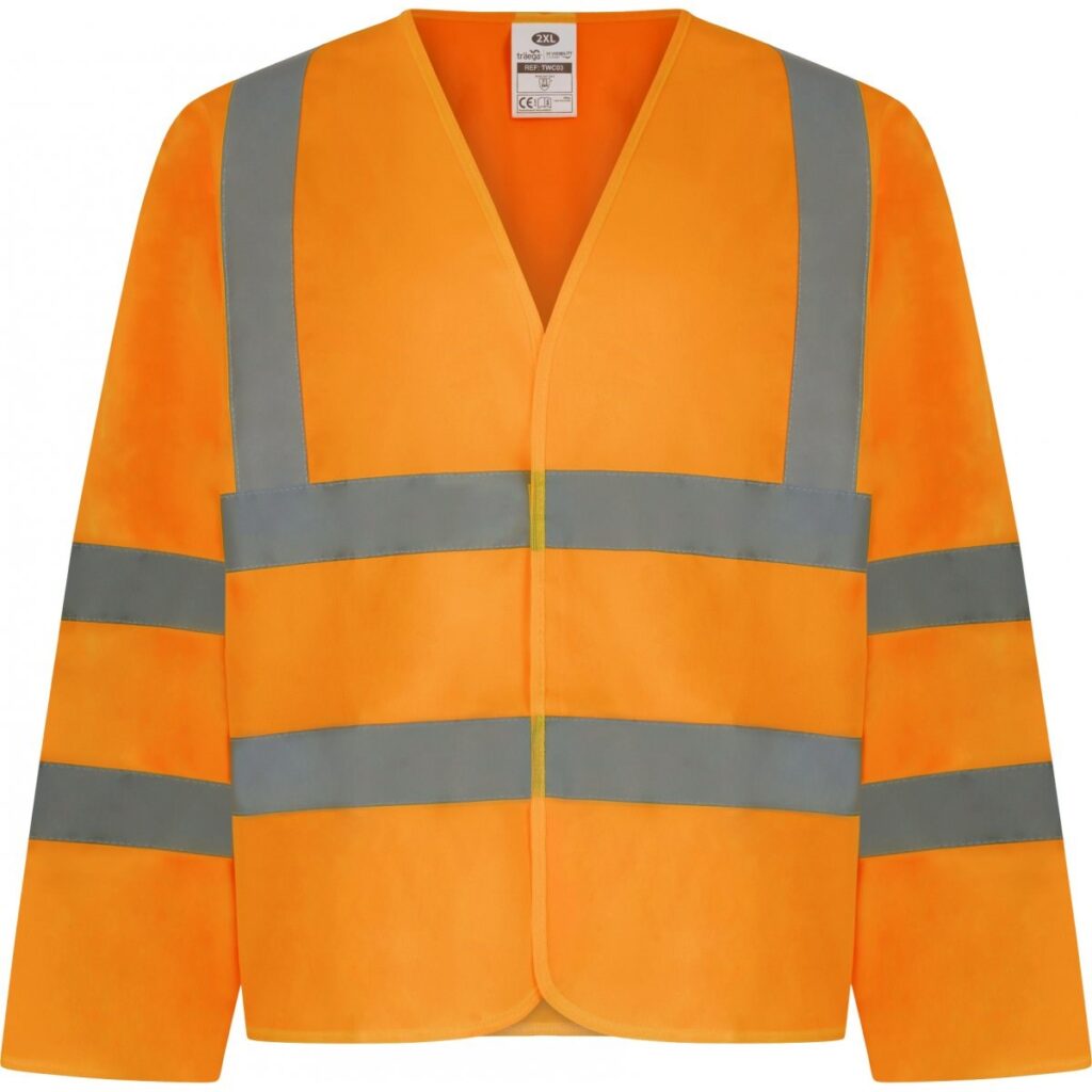 TWC03 - – Traega Enhanced Visibility Long Sleeve Velcro WAISTCOAT with Reflexr Hi Vis Tape EN20471- Orange