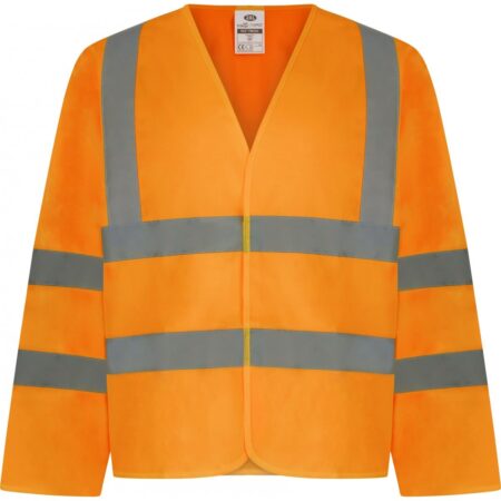 TWC03 - – Traega Enhanced Visibility Long Sleeve Velcro WAISTCOAT with Reflexr Hi Vis Tape EN20471- Orange - Image 2