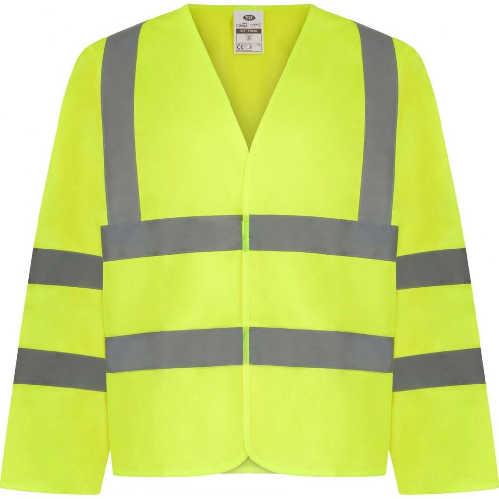 TWC03 - – Traega Enhanced Visibility Long Sleeve Velcro WAISTCOAT with Reflexr Hi Vis Tape EN20471- Yellow