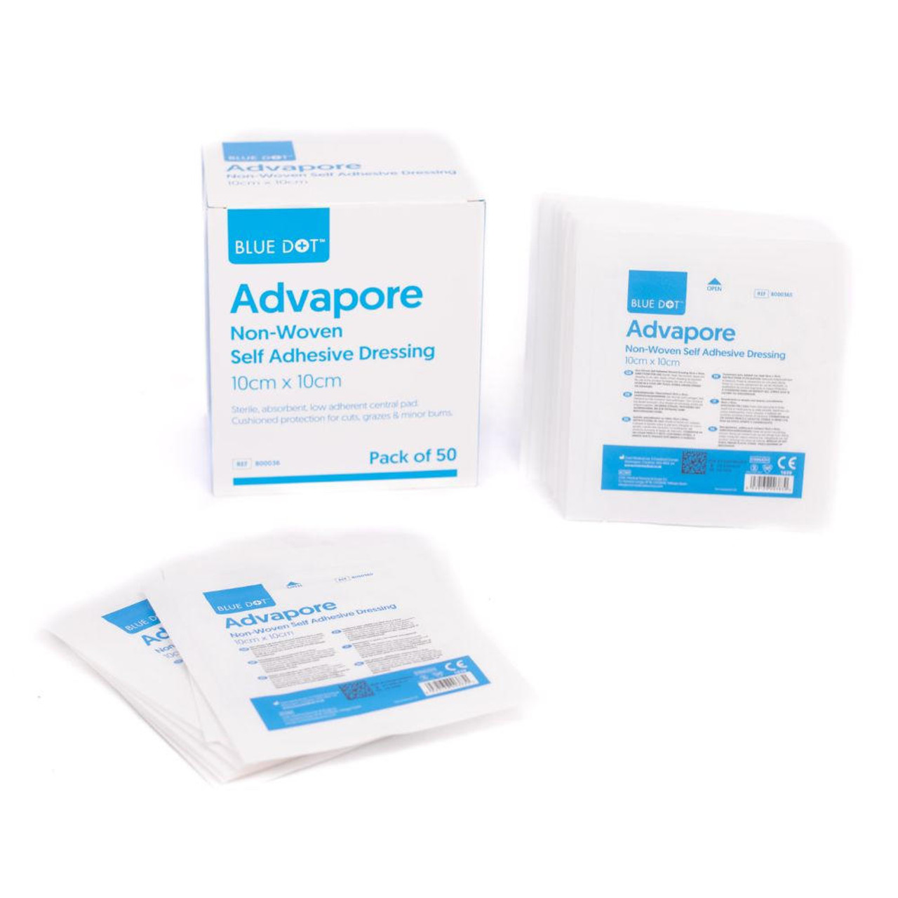 800036 Fabric Non-Woven Adhesive Wound Dressing 10cm x 10cm Box of 50