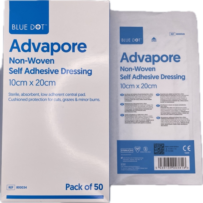 800035 Advapore Fabric Non-Woven Adhesive Wound Dressing 10cm x 25cm (x150)