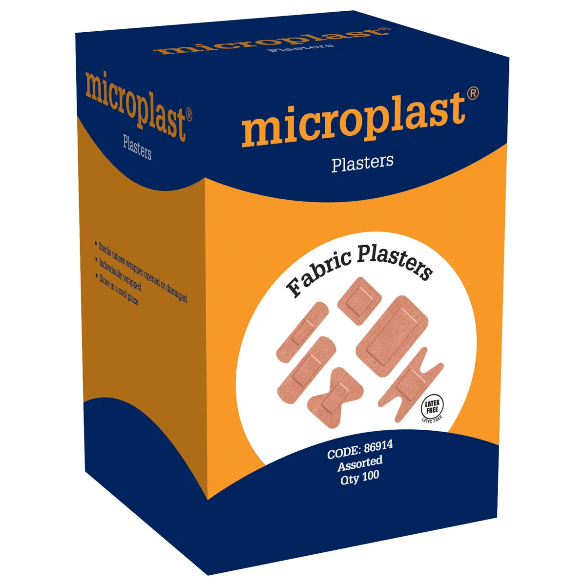 86914 - FABRIC ADHESIVE Assorted PLASTERS Microplast Box Of 100